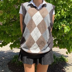 brown argyle sweater vest